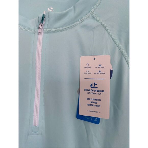 Evedoos Long Sleeve Blue 1/4 zip Workout Shirt Anti UV Sz Xl NWT - Picture 4 of 10